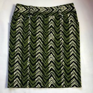 Etcetera Olive Green and Black/White Skirt